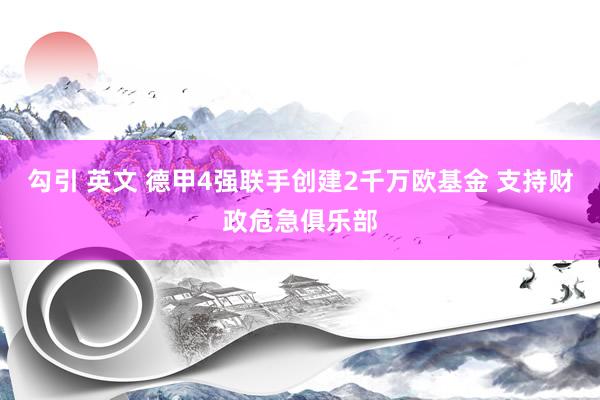 勾引 英文 德甲4强联手创建2千万欧基金 支持财政危急俱乐部