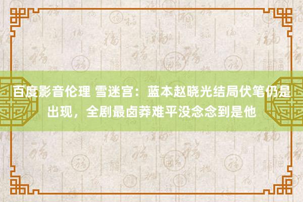 百度影音伦理 雪迷宫：蓝本赵晓光结局伏笔仍是出现，全剧最卤莽难平没念念到是他