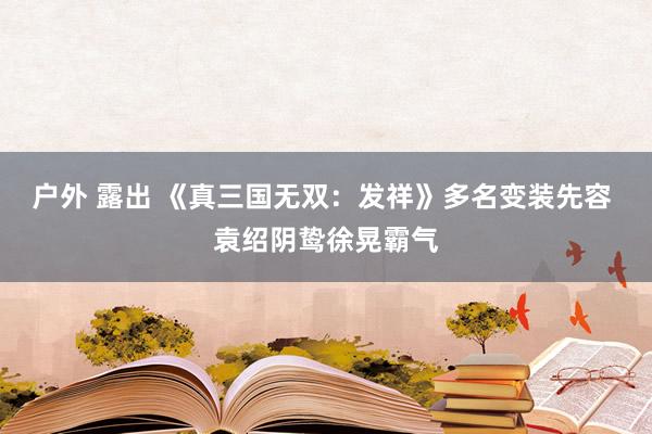 户外 露出 《真三国无双：发祥》多名变装先容 袁绍阴鸷徐晃霸气