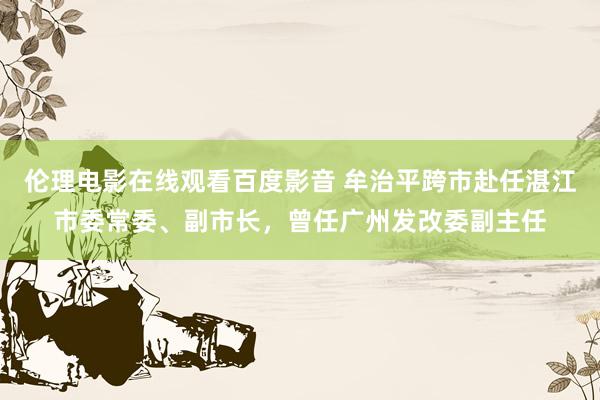 伦理电影在线观看百度影音 牟治平跨市赴任湛江市委常委、副市长，曾任广州发改委副主任