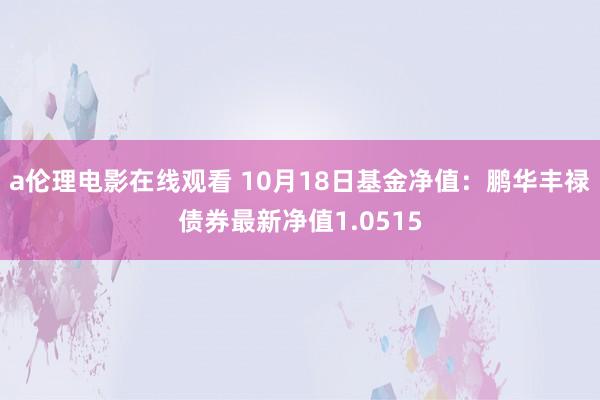 a伦理电影在线观看 10月18日基金净值：鹏华丰禄债券最新净值1.0515