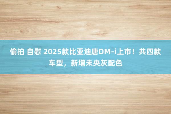 偷拍 自慰 2025款比亚迪唐DM-i上市！共四款车型，新增未央灰配色