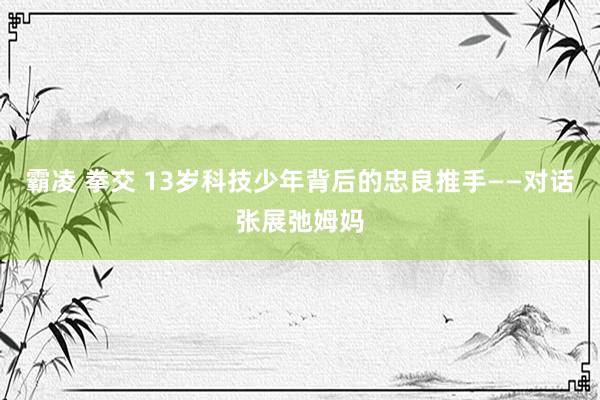 霸凌 拳交 13岁科技少年背后的忠良推手——对话张展弛姆妈