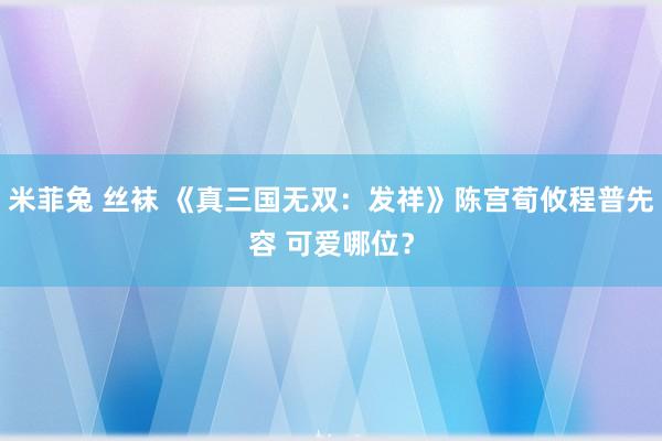 米菲兔 丝袜 《真三国无双：发祥》陈宫荀攸程普先容 可爱哪位？