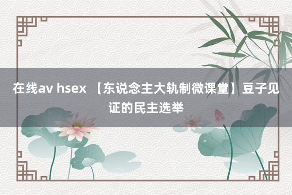 在线av hsex 【东说念主大轨制微课堂】豆子见证的民主选举