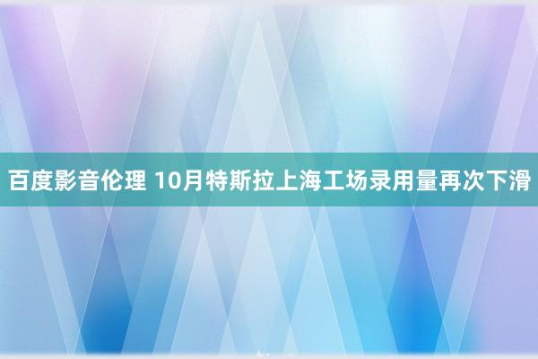 百度影音伦理 10月特斯拉上海工场录用量再次下滑