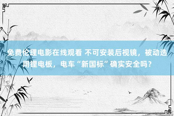 免费伦理电影在线观看 不可安装后视镜，被动选用锂电板，电车“新国标”确实安全吗？