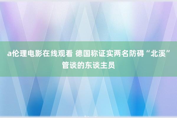 a伦理电影在线观看 德国称证实两名防碍“北溪”管谈的东谈主员