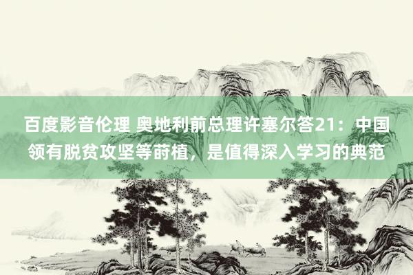 百度影音伦理 奥地利前总理许塞尔答21：中国领有脱贫攻坚等莳植，是值得深入学习的典范