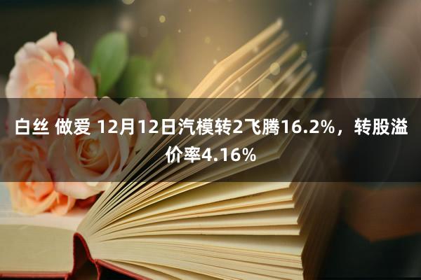 白丝 做爱 12月12日汽模转2飞腾16.2%，转股溢价率4.16%