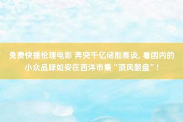 免费快播伦理电影 奔突千亿储能赛谈， 看国内的小众品牌如安在西洋市集“顶风翻盘”!