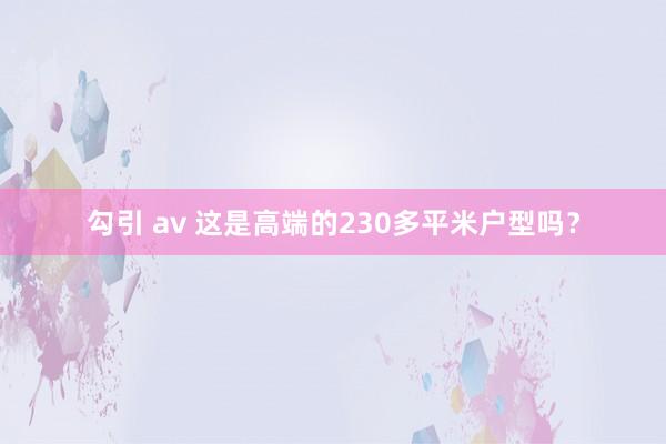 勾引 av 这是高端的230多平米户型吗？