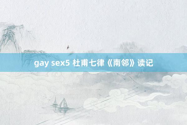 gay sex5 杜甫七律《南邻》读记